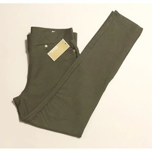 NOWT WOMEN'S MICHAEL KORS ARMY GREEN TWILL STRETCH PANTS SIZE LARGE MSRP $68.00